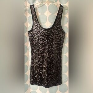 NWT Express Sequin Black Sleeveless Tank Top. Size Small.